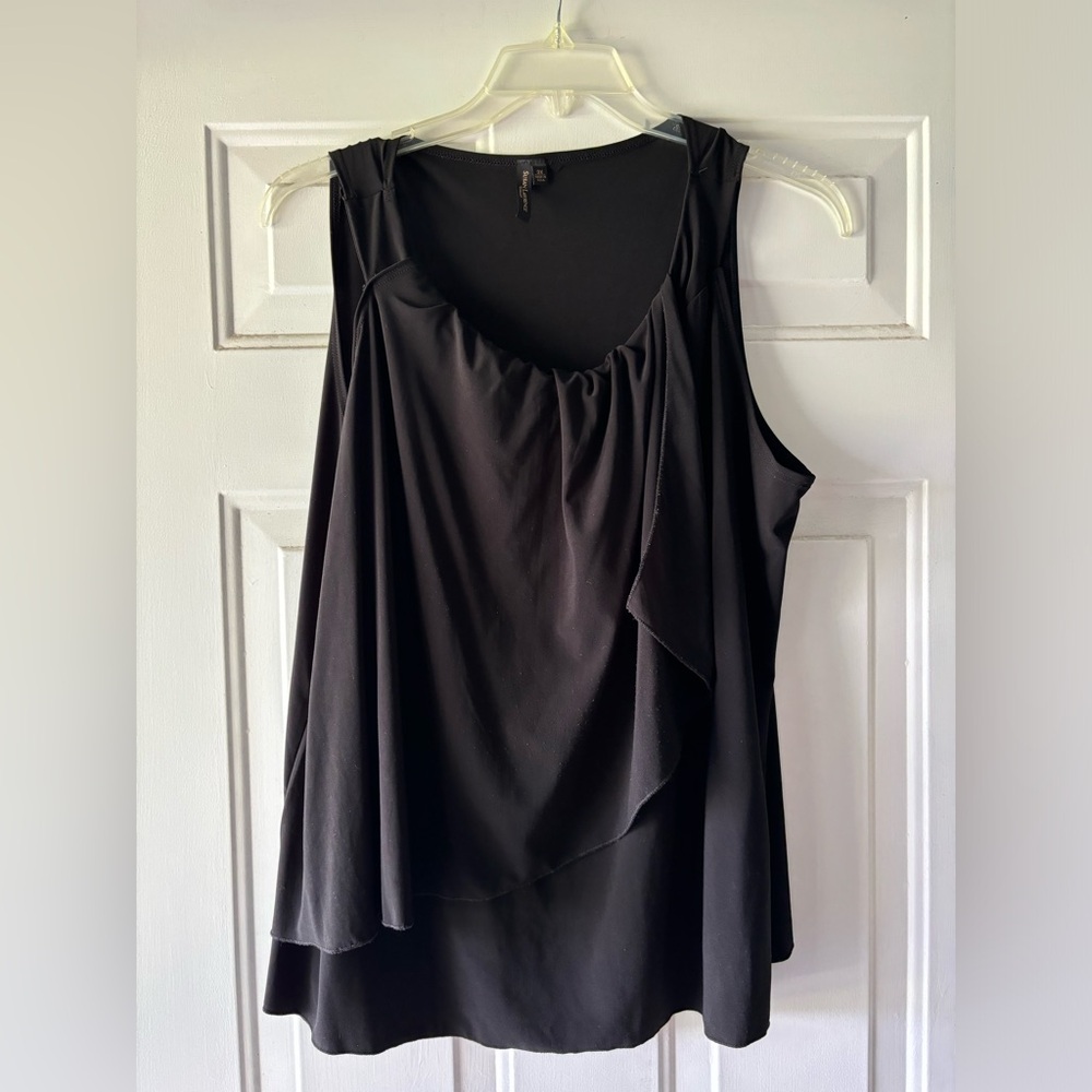 Susan Lawrence Black Asymmetrical Sleeveless Top